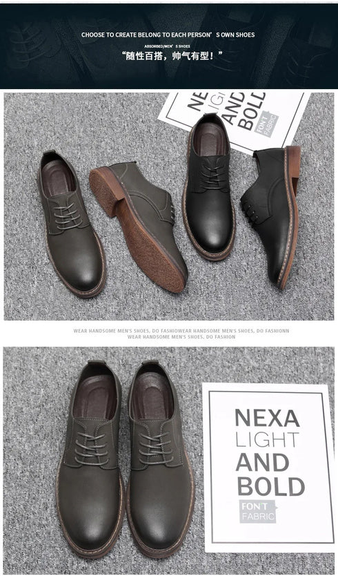 Stylish Men's Oxfords: Premium Genuine Leather Business Formal Dress Shoes with Classic British Design for Office & Casual Occasions