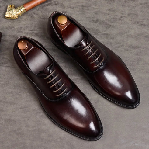 Mens Genuine Leather Oxford Dress Shoes for Formal Business and Wedding