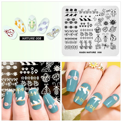 Nature-Inspired Nail Art Stamping Plate Set with Butterfly and Mountain Range Designs for DIY Manicure Enthusiasts