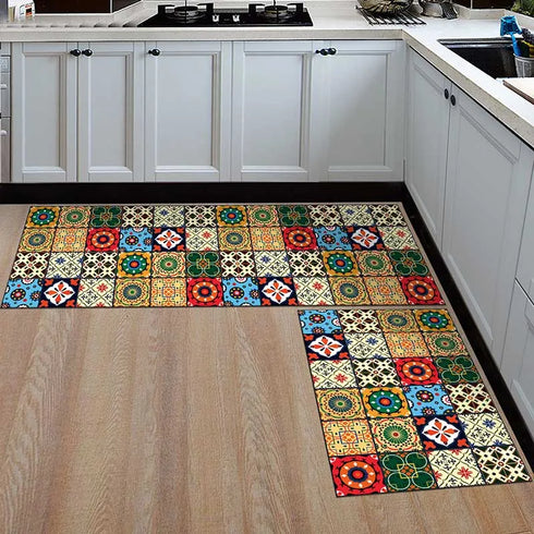 Anti-Slip Geometric Kitchen Mat Area Rugs for Living Room Bathroom and Hallway