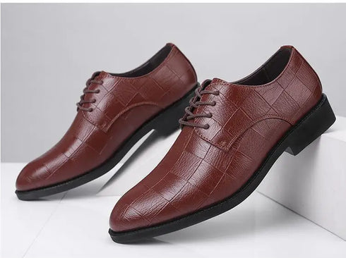 Elegant Handmade Italian Style Retro Leather Oxfords for Men - Perfect Formal Business and Party Footwear in Big Sizes