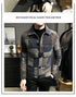 Men's Casual Lapel Hoodless Jacket - Slim Fit Plaid Woolen Coat for Autumn and Winter Fashion