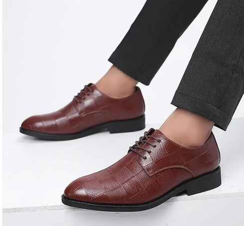 Elegant Handmade Italian Style Retro Leather Oxfords for Men - Perfect Formal Business and Party Footwear in Big Sizes