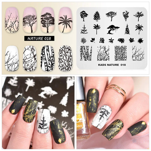 Nature-Inspired Nail Art Stamping Plate Set with Butterfly and Mountain Range Designs for DIY Manicure Enthusiasts