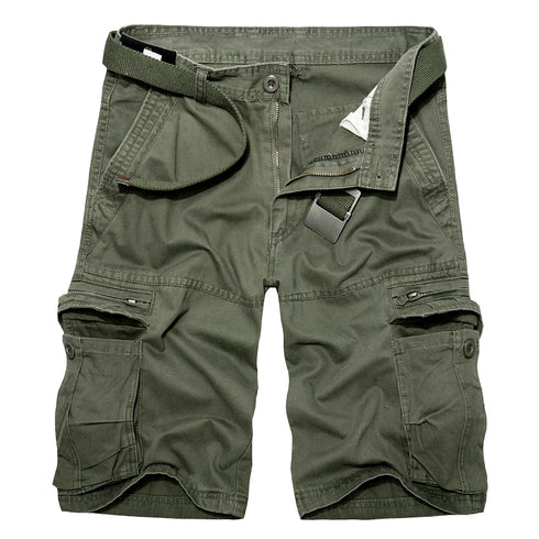 Summer Mens Knee Length Cotton Cargo Shorts Casual Bermuda Trousers