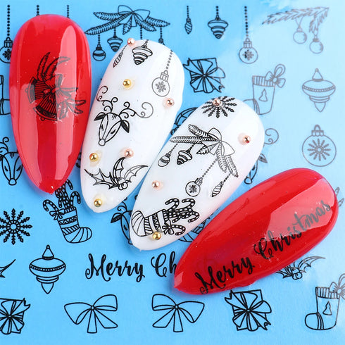 Winter Wonderland Nail Art Stickers with Snowflakes, Cute Santa, Snowman, and Winter Birds for Festive Manicure Decoration - 4pcs Set of Water Transfer Sliders and Temporary Tattoos