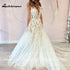 Sexy A-Line Backless Wedding Dress Customized Lace Applique Tulle Gowns