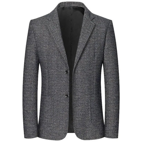Stylish Men's Plaid Blazers for Spring and Autumn – Smart Casual Formal Suits Jackets with Slim Fit Design and Turn Down Collar for Effortless Outerwear Elegance