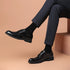 Elegant Pointed Toe Leather Shoes for Business and Casual Wear with Height Increasing Insole and Low Heel Design