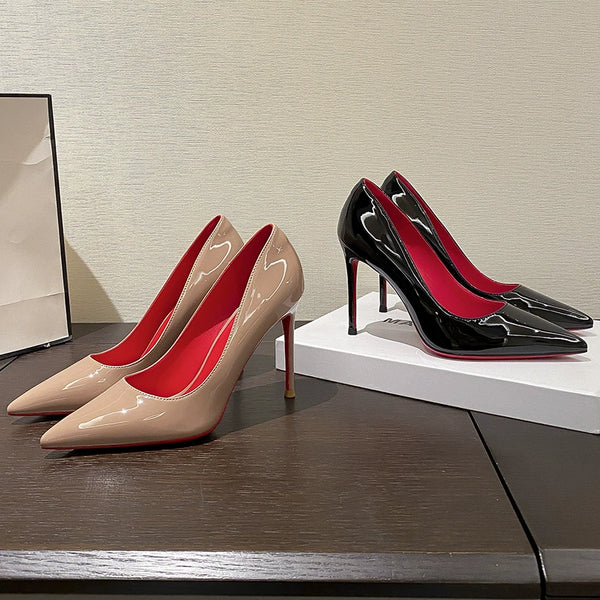 Elegant Patent Leather Pointed Toe High Heels for Spring Events