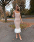 White Angel Feather Dress Luxury Design Women's Off Shoulder Elegant Long Dress for Parties and Weddings