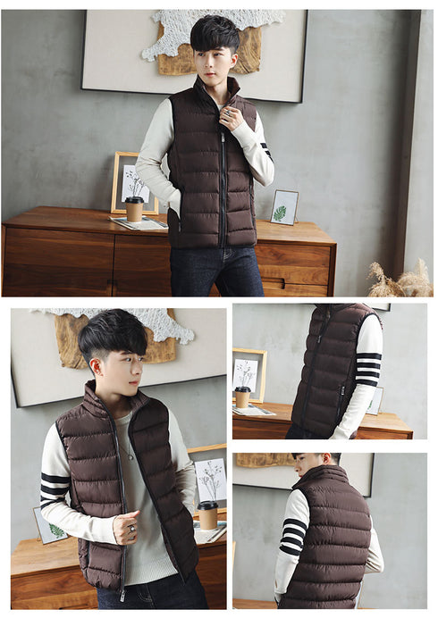 Men's Casual Windproof Sleeveless Vest - Warm Thicken Waistcoat & Down Jacket for Autumn Outdoor Activities