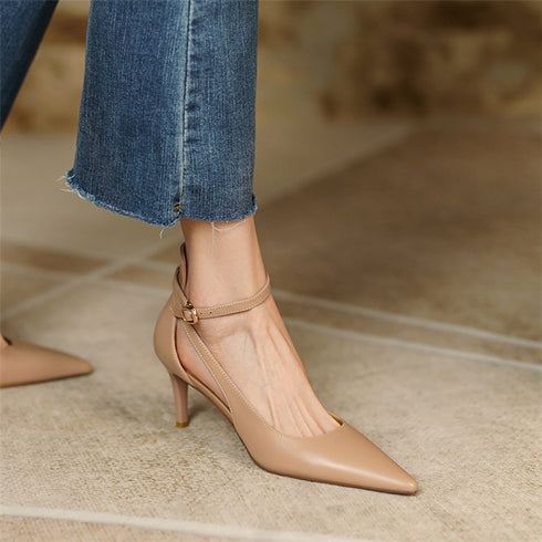 Elegant Pointed Medium Heels for Women - Fashionable Casual Pumps for Parties
