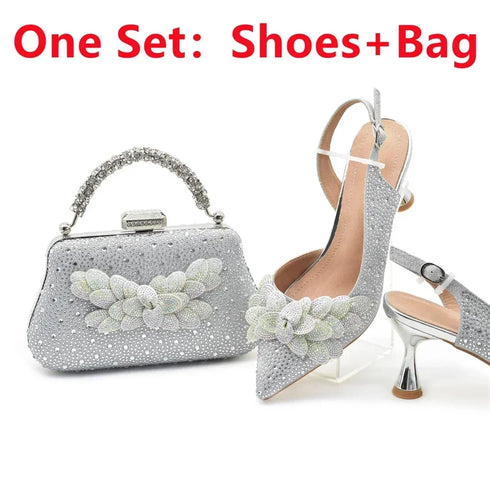 Luxury Italian Shoes and Bag Set for Women Wedding Pumps