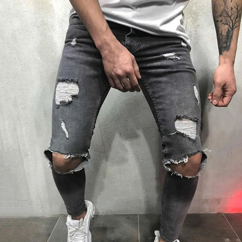 Fabulous Slim Ripped Trousers Ragged Pants for Summer