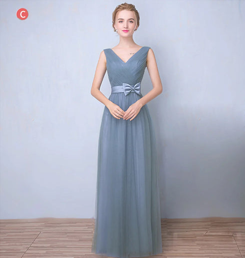Elegant Sleeveless Tulle A-Line Bridesmaid Dress With Satin Belt And Lace Up Bow For Weddings