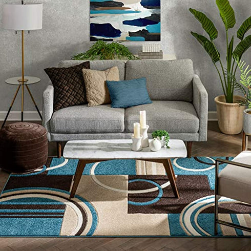 Geometric Circles Area Rug for Living Room and Home Decor