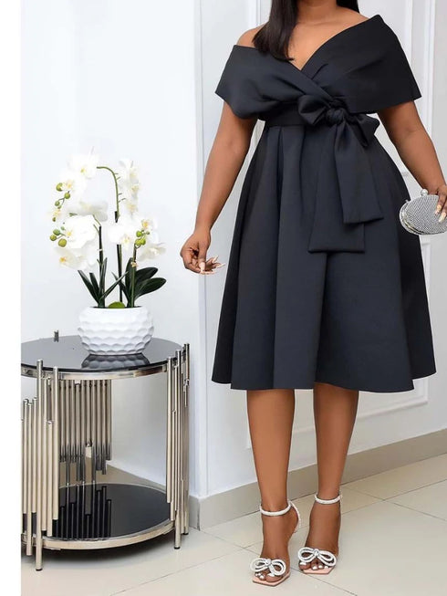 Dress Women Mid Length Dresses A Line Slim Fit V Neck Summer