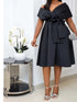 Dress Women Mid Length Dresses A Line Slim Fit V Neck Summer