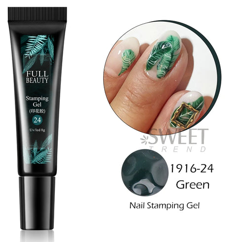 8ml Black Nail Stamping Gel Polish for Stunning Manicure Art with White Gold Transfer Gel, Perfect for UV Soak Off Varnish and Nail Art Stamping Plate Tools