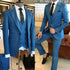 Elegant Blue Men Suits Luxury 3 Piece Jacket Pants Vest Set Slim Fit