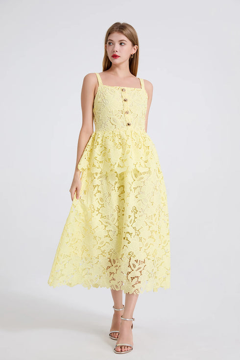 Embroidery Lace Long Cake Dress for Women Evening and Birthday Parties