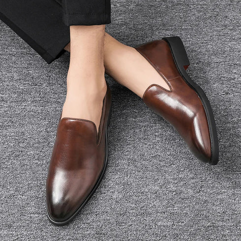 Business Formal Slip-On Leather Shoes for Men Dress Fashion Oxford Moccasins