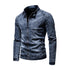 Men's Retro Slim Fit Jean Jacket with Stand Collar for Autumn and Winter - Stylish Casual Motorcycle Outerwear