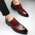 Elegant Plaid Pointed Toe Lace-Up Men's Leather Oxfords - Stylish Casual Business Dress Shoes for Formal Occasions