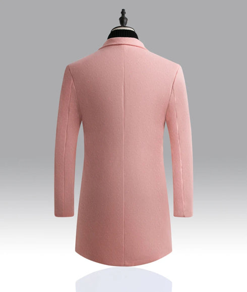 Men's Slim Fit Trench Coat for Fall and Winter - Stylish Woolen Blended Outwear for Business Casual and Travel