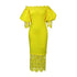 Trend Fashion Lace Midi Dress Women Off-Neck Bodycon Style