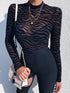 Mesh Transparent Sexy Long Sleeve Bodysuit for Women Party and Club Wear