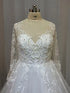 Customized Lace Wedding Dress with Sheer Long Sleeves A-Line Gown