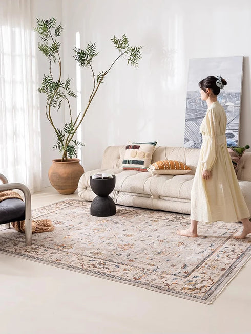 Retro Living Room Carpet Nordic Luxury Fashion Area Rug Fluffy Sofa Mat