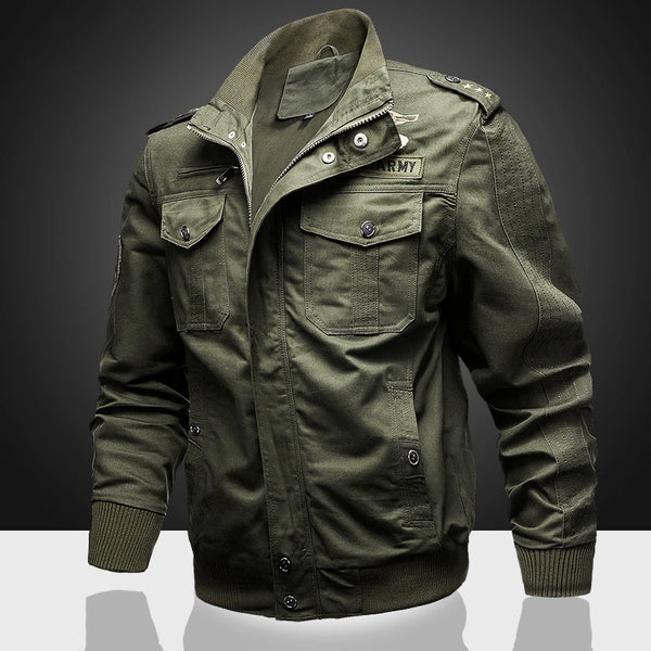 Men's Military Tactical Jacket - German WWII Pilot Style Consul Outerwear with Embroidery and Ribbed Sleeves for Casual Spring and Autumn Wear