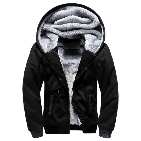 Men's Hooded Camouflage Fleece Jacket for Winter - Thick Long Sleeve Casual Streetwear Down Coats with Pockets