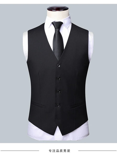 Elegant Men's 3-Piece Suit Set - Blazer, Waistcoat & Trousers for Business, Weddings, and Job Interviews - Slim Fit Smart Casual Attire for Every Season