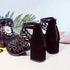 Rhinestone Faux Leather Hollow Out Thick Heel Sandals