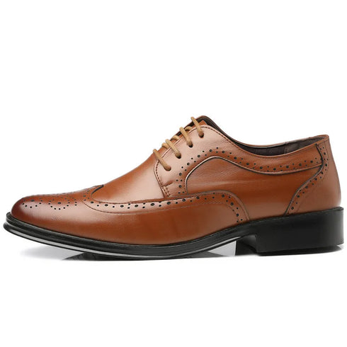 Elegant Handcrafted Oxford Brogue Dress Shoes for Men - Genuine Calfskin Leather, Classic Business Formal Style, Perfect for Office and Career Occasions