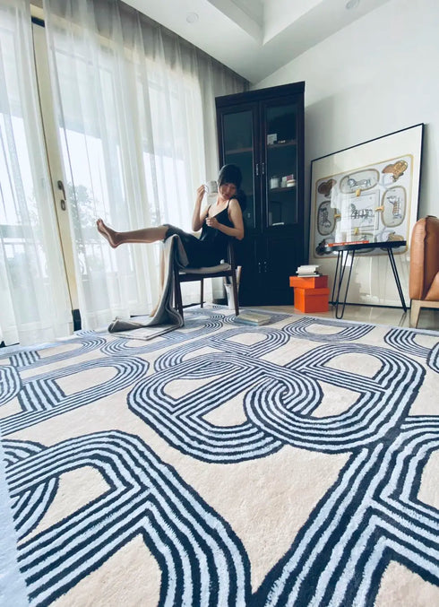 French Style Plush Carpet for Living Room and Bedroom Minimalist Fluffy Rug