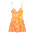 TRAF Women's Vacation Style Printed Silk Mesh V Neck Halter Mini Dress
