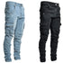 Fashion Streetwear Ripped Skinny Jeans Men Cargo Pants Slim Fit