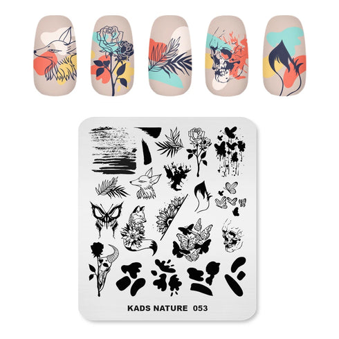 Nature-Inspired Nail Art Stamping Plate - Stainless Steel DIY Manicure Tool with Leaf and Umbrella Patterns for Stunning Nail Designs