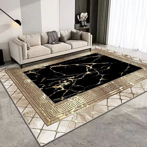 European Style Luxury Gold Area Rug Abstract Texture Washable Living Room Carpet