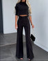 Chic Turtleneck Slim Fit Women's Office Set with Pocketed Flare Pants for Elegant Summer Outfits Inspo