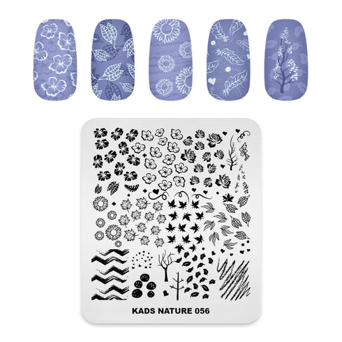 Nature-Inspired Nail Art Stamping Plate - Stainless Steel DIY Manicure Tool with Leaf and Umbrella Patterns for Stunning Nail Designs
