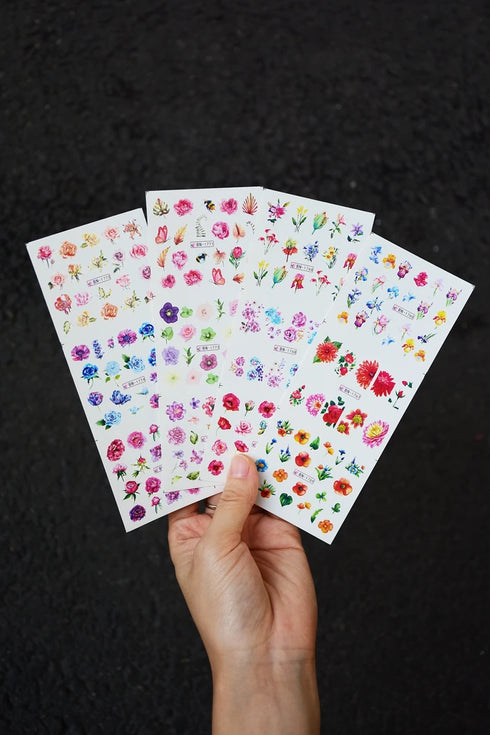 12 Floral Patterns Summer Nail Water Decals - Daffodils, Lilies, and Tulips for Stunning Nail Art Transfers and DIY Manicure Accessories