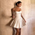 Bow Back Mini Dress With Detachable Bow And Knot Tie For Bridal Shower And Bridal Dress