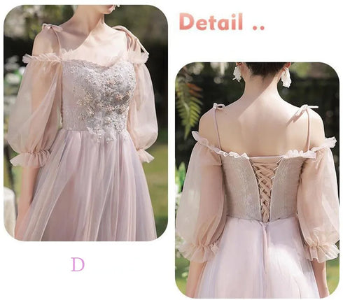 Bridesmaid Dress Floor Length Tulle Ruched Sweetheart Neckline Built In Bra Elegant Party Gown Wedding Dress