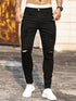 Trendy Men's Ripped Denim Pencil Pants for Casual Street Style